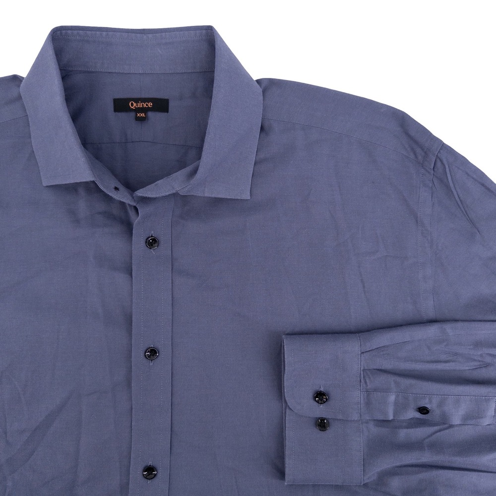 Quince Mens XXL Cashmere Organic CottonDress Shirt Heather Storm Blue Luxury
